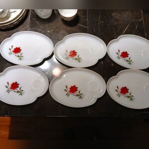 Vintage 1950's Federal Dura-White Milk Glass rose creation